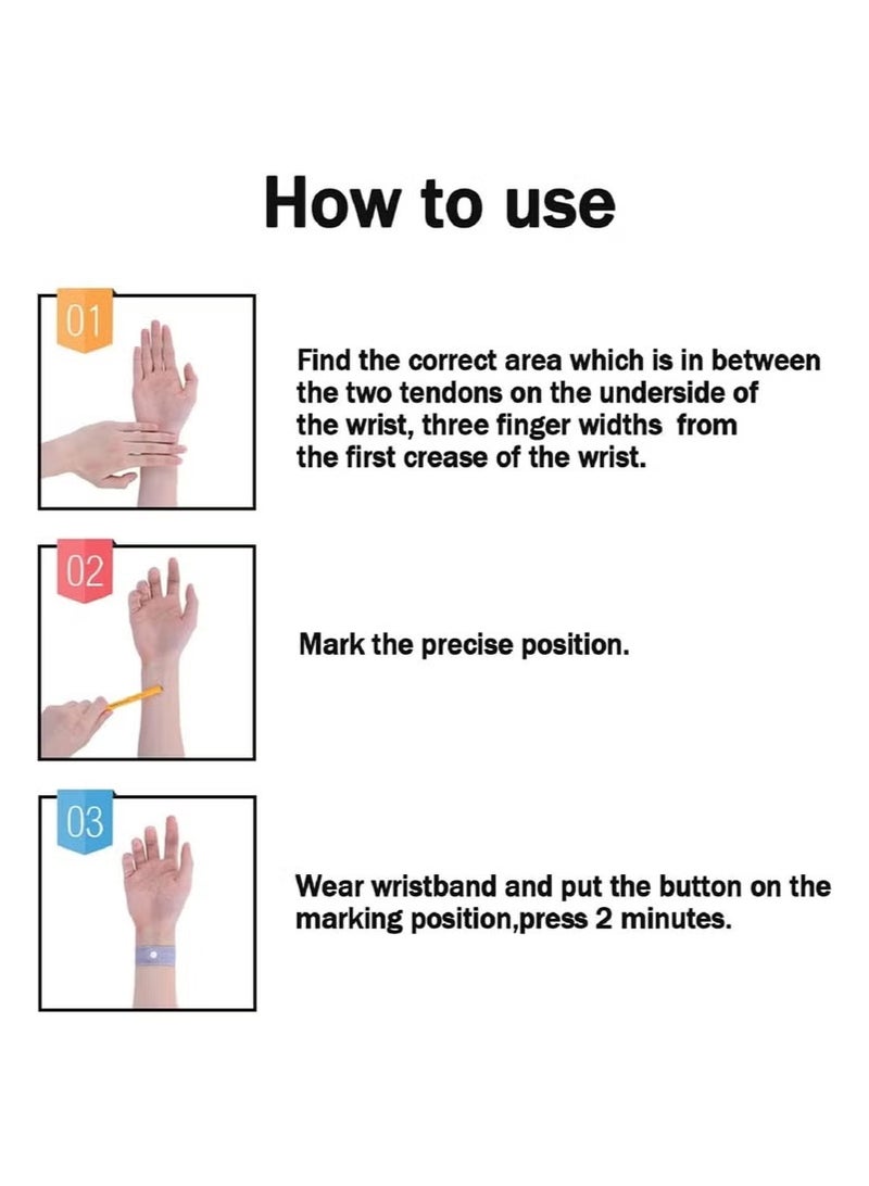 3 Pairs Motion Sickness Nausea Relief Wristbands Travel Acupressure rings for Car airliner Sea Sickness Adult Children Black Grey Blue - Image 4