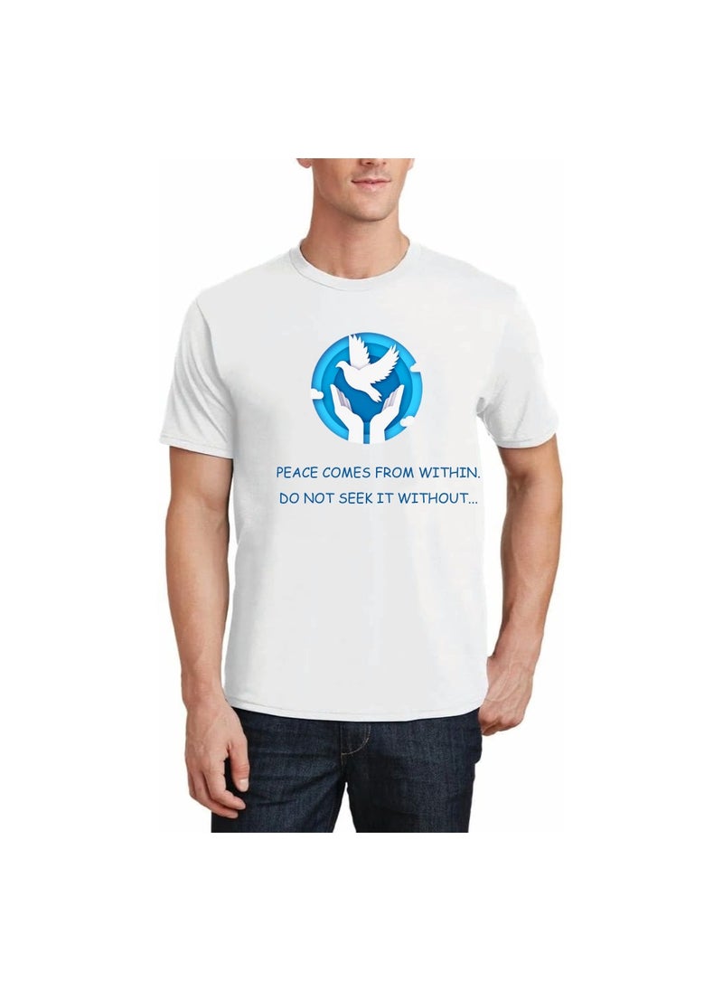 PRINTSHOP4ME - Peace Love Men's T-Shirt–Cotton Half Sleeve Round Neck Soft&Breathable Fabric Casual Wear For Everyday Comfort|Gift For Special Events - Image 1