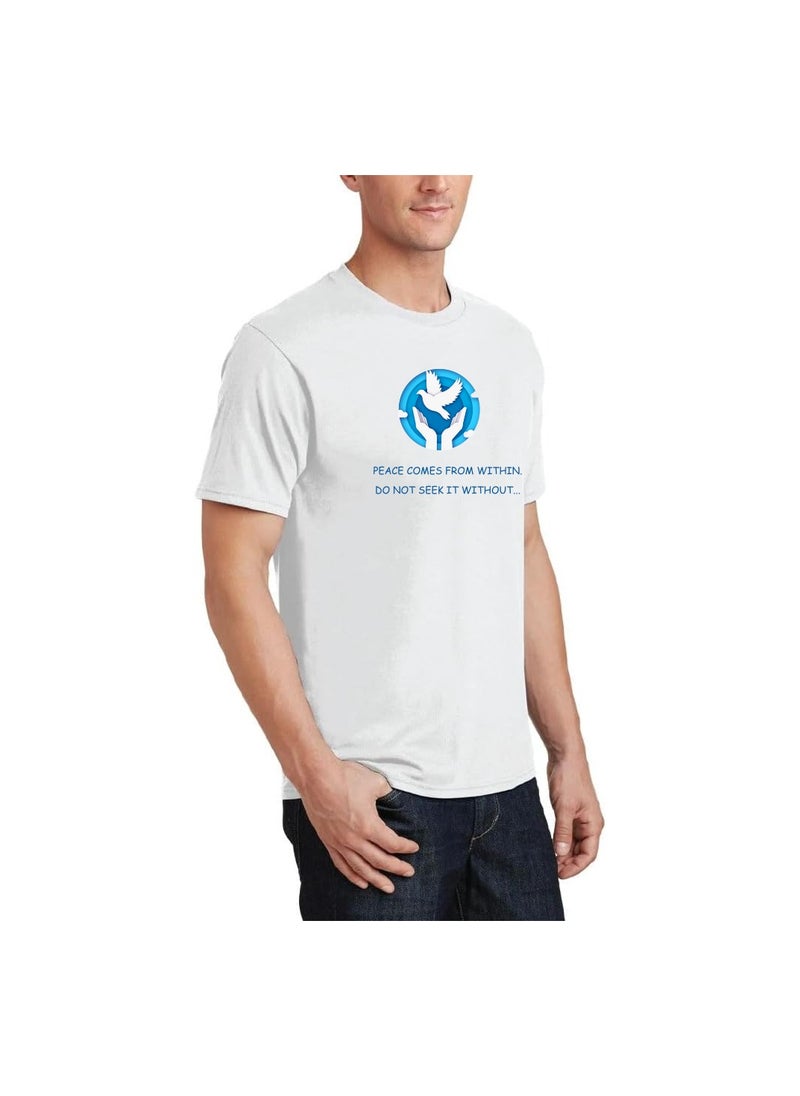 PRINTSHOP4ME - Peace Love Men's T-Shirt–Cotton Half Sleeve Round Neck Soft&Breathable Fabric Casual Wear For Everyday Comfort|Gift For Special Events - Image 1