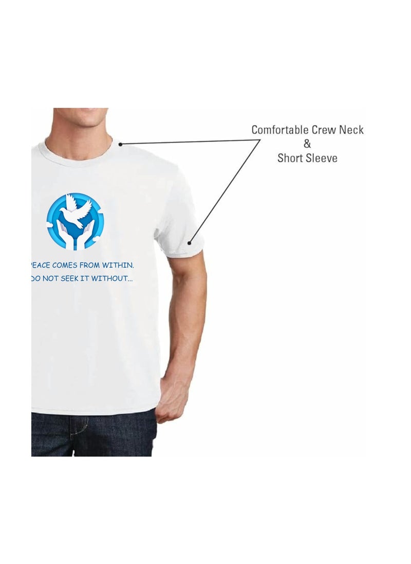 PRINTSHOP4ME - Peace Love Men's T-Shirt–Cotton Half Sleeve Round Neck Soft&Breathable Fabric Casual Wear For Everyday Comfort|Gift For Special Events - Image 1