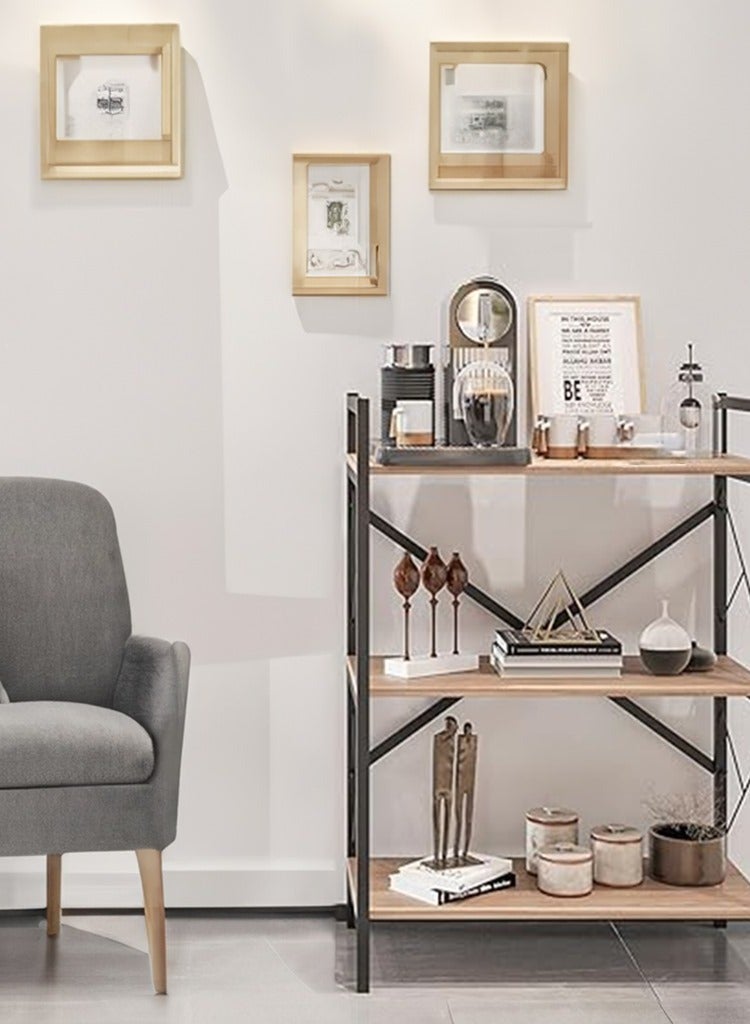 AGD Entrance Console Table, Coffee Corner Table, Side Table, Bookcase Consisting of 3 Wooden Shelves that Meets all your Needs - brown/black - Image 2