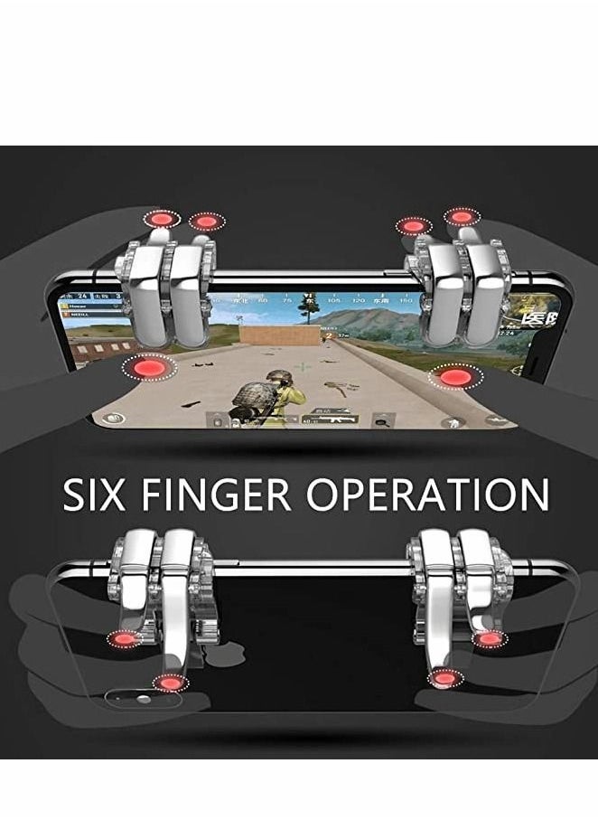 Excefore - Finger Sleeves for Gaming, 12Pcs Highly Sensitive Anti-Sweat Breathable Finger Covers, with 2Pcs Mobile L1R1 Game Triggers for Phone Games, Six-finger Linkage, Shooter Sensitive Controller Joysticks - Image 1