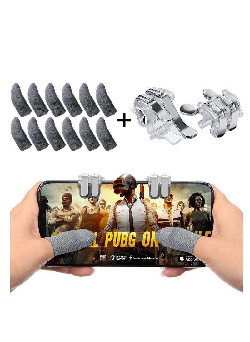 Excefore - Finger Sleeves for Gaming, 12Pcs Highly Sensitive Anti-Sweat Breathable Finger Covers, with 2Pcs Mobile L1R1 Game Triggers for Phone Games, Six-finger Linkage, Shooter Sensitive Controller Joysticks - Image 1