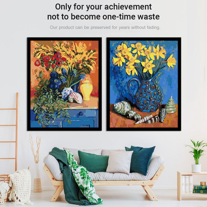 DIY Canvas Oil Painting Paint by Numbers Frameless Painting Kit Drawing Paintwork with 3 Paintbrushes and Pigment for Kids & Adults 40*50cm - Image 2
