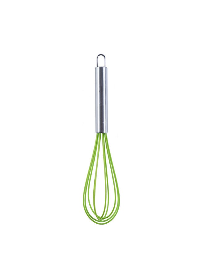 8 Inch 10 Inch 12 Inch Silicone Manual Egg Beater Stainless Steel Handle Egg Mixer Manual Household Egg Beater-Color:10 Inch Green - Image 1