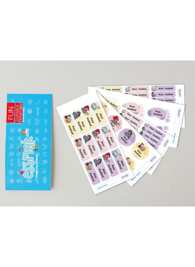 Essmak Disney Personalized Waterproof Name Labels for Kids – Set of 74 Custom Stickers for School Supplies, Lunch Boxes, Clothes and Toys  - Image 2
