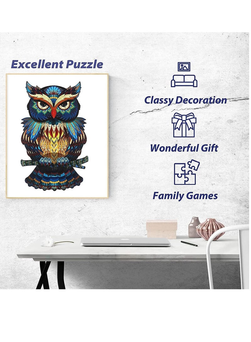 Y&D Wooden Jigsaw Puzzles 3D Wooden Animals Shaped Puzzles Best Gift for Adults and Kids DIY Puzzle Piece, Colorful Unique Shaped Owl Puzzles - Image 5