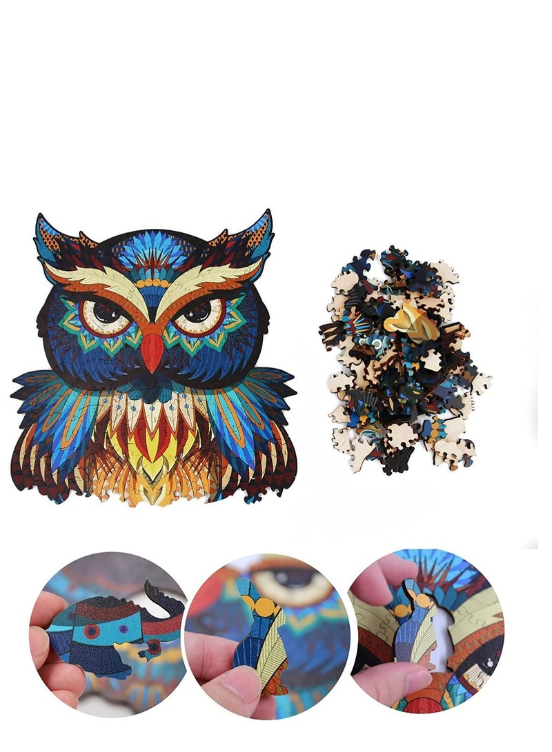 Y&D Wooden Jigsaw Puzzles 3D Wooden Animals Shaped Puzzles Best Gift for Adults and Kids DIY Puzzle Piece, Colorful Unique Shaped Owl Puzzles - Image 3