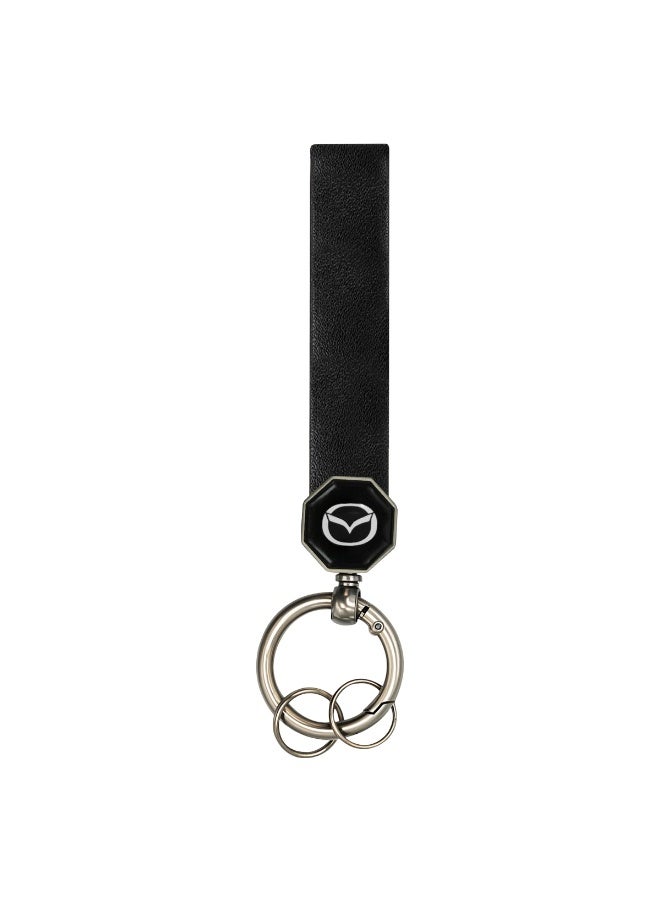 mazda Luxury Mazda Keychain: High-Quality Black Leather Key Fob with Detachable Metal Rings for Versatile Car and House Key Organization, Durability, and Comfortable Carry - Image 1