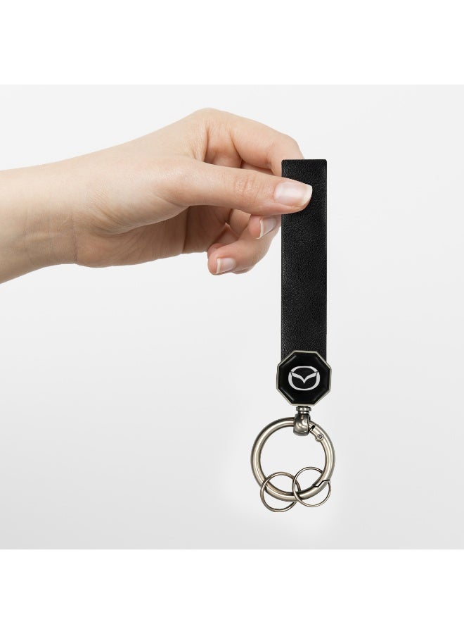 mazda Luxury Mazda Keychain: High-Quality Black Leather Key Fob with Detachable Metal Rings for Versatile Car and House Key Organization, Durability, and Comfortable Carry - Image 3