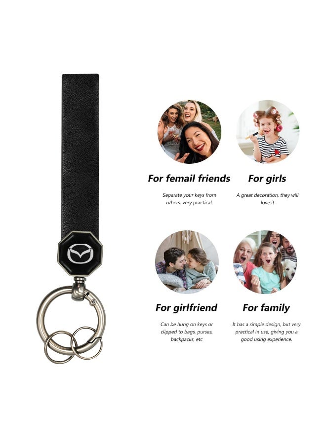 mazda Luxury Mazda Keychain: High-Quality Black Leather Key Fob with Detachable Metal Rings for Versatile Car and House Key Organization, Durability, and Comfortable Carry - Image 4