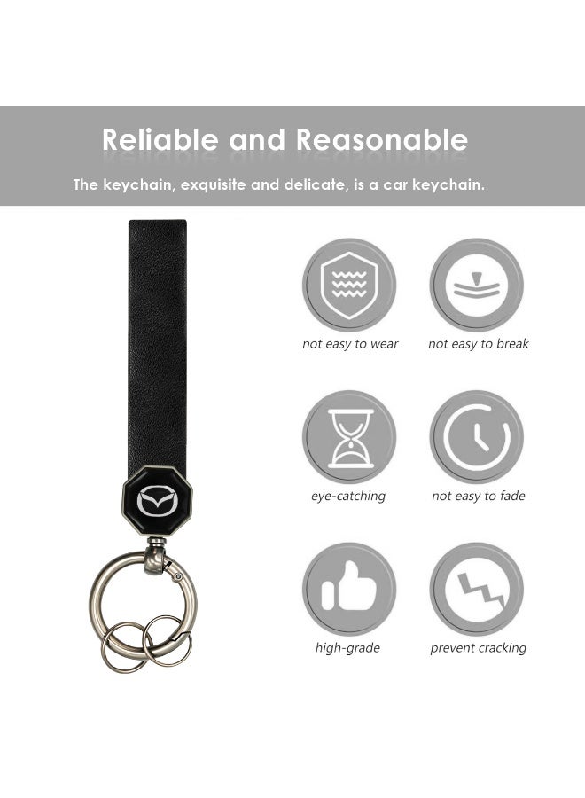 mazda Luxury Mazda Keychain: High-Quality Black Leather Key Fob with Detachable Metal Rings for Versatile Car and House Key Organization, Durability, and Comfortable Carry - Image 5