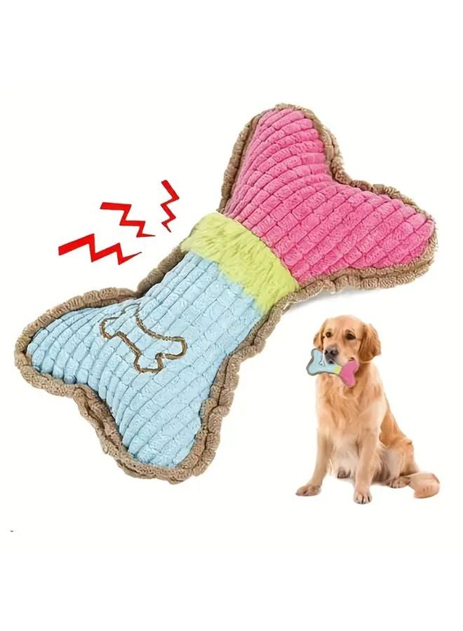 عظم صديق للحيوانات الأليفة من البوش الدائم مع صفارة، لعبة مضغ للكلاب والقطط مقاومة للعض، تفاعلية لمرحلة التسنين للجراء، أزرق ووردي - Image 2