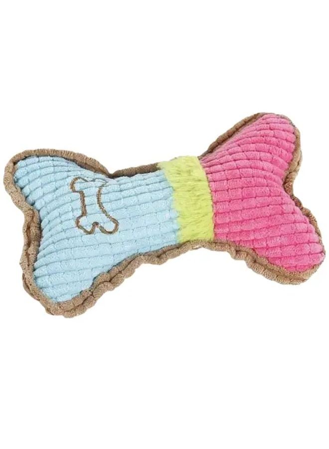 عظم صديق للحيوانات الأليفة من البوش الدائم مع صفارة، لعبة مضغ للكلاب والقطط مقاومة للعض، تفاعلية لمرحلة التسنين للجراء، أزرق ووردي - Image 1