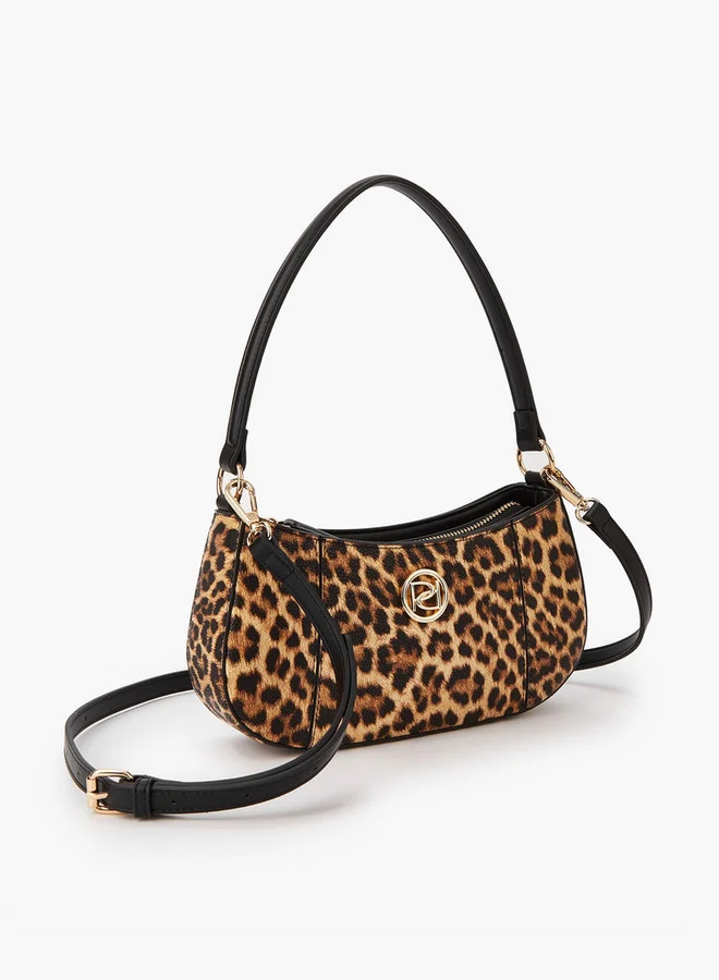 بابريكا Solid Shoulder Bag with Detachable Strap and Zip Closure
