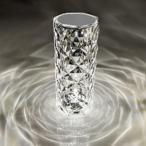 XERGY Crystal Table Lamp,3 Color Changing Rose Diamond Night Light,Led Usb Nightstand Lamp With Touch Control For Living Room Bedroom,Party Dinner Decorative Rakshabandhan Gift For Sister,White - Image 2