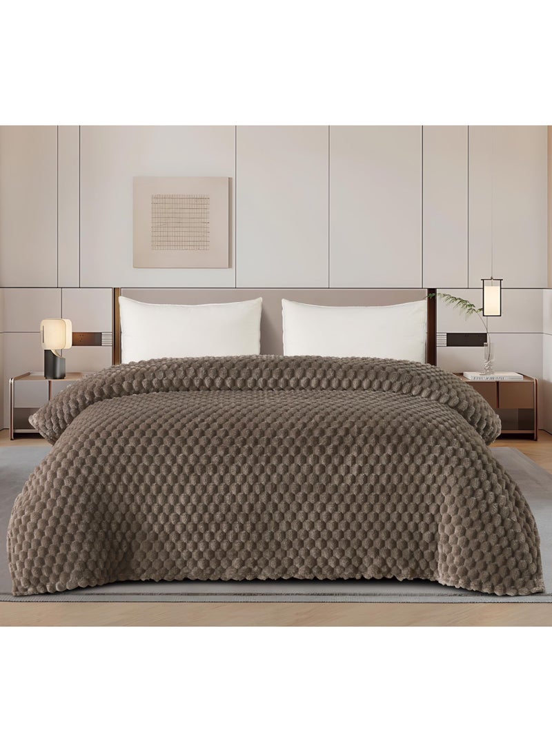 مينجلي بطانية سرير ناعمة الملمس محفر نفرين 1.8 كليو جرام مقاس كينج 220x200 سم