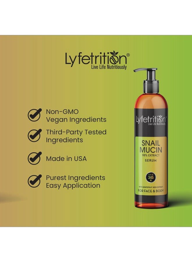 Lyfetrition Snail Mucin 98% Power Repairing Serum with Hyaluronic Acid & Aloe Vera, Skin Repair Serum, Moisturizing Serum Essence for Soothing, Reducing Fine Lines Deep Nourishing (12 Fl Oz) - Image 3