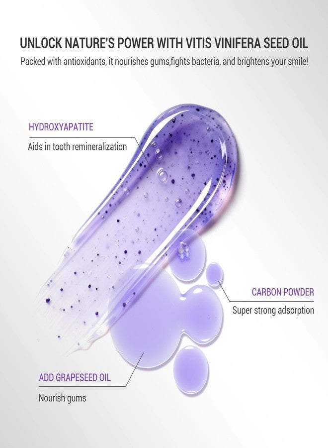 CEELIKE Grape Seed Whitening Toothpaste, Color Correcting Purple Paste with Nano Hydroxyapatite (nHAP), Fluoride Free & Peroxide Free, for Whiter Teeth & Sensitive Teeth (2) - Image 2