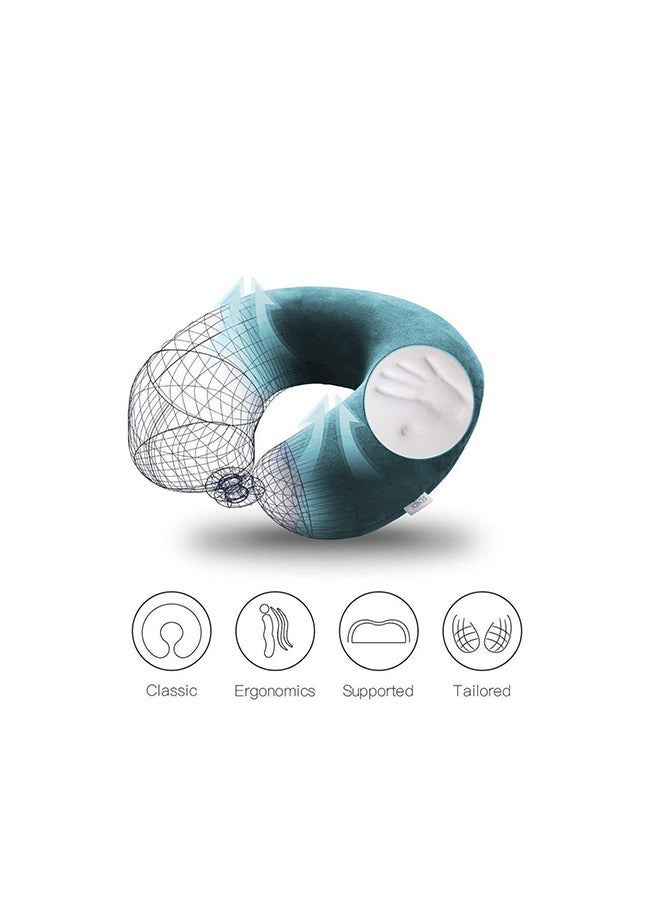 Soufa Dibaj Velvet Neck and Travel Pillow 30x25x10 cm - Turquoise - Image 2