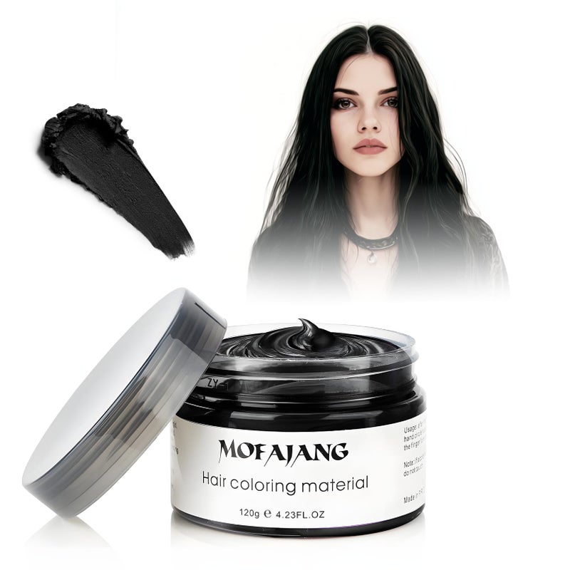 Sovoncare Black Temporary Hair Color Wax - SOVONCARE Washable Hair Dye for Men & Women, All-Day Hold Disposable Hair Styling Clays for Party, Cosplay & Daily 4.23 oz - Image 1