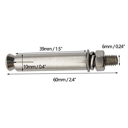 Sipery Expansion Bolts, 304 Stainless Steel External Hex Nut Expansion Screw Bolts Sleeve Anchor M6x60mm 8Pcs - Image 5