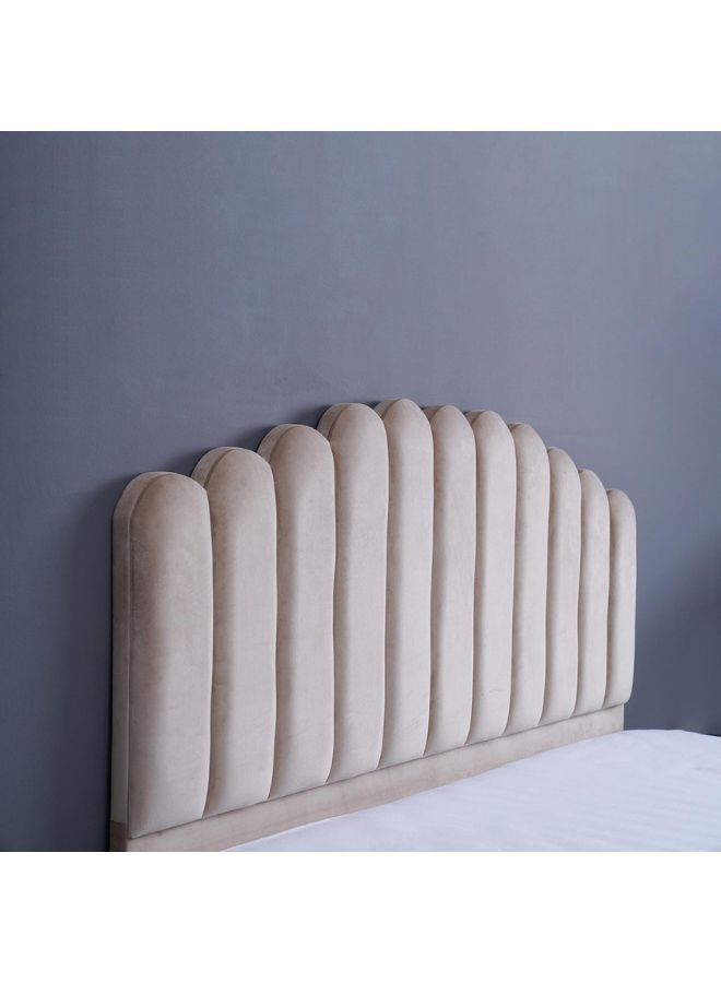 Karnak Almira Upholstered Velvet Bed Frame Bedroom Furniture Strong And Sturdy Modern Design Wooden Bed | Quiet & Comfortable Bed (Super King - 200x200cm, Beige) - Image 5