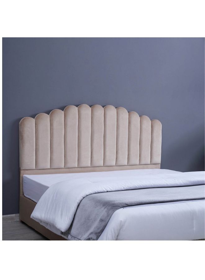 Karnak Almira Upholstered Velvet Bed Frame Bedroom Furniture Strong And Sturdy Modern Design Wooden Bed | Quiet & Comfortable Bed (Super King - 200x200cm, Beige) - Image 2
