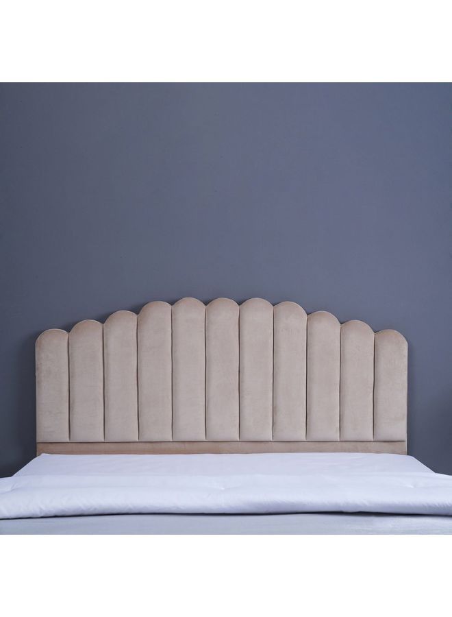 Karnak Almira Upholstered Velvet Bed Frame Bedroom Furniture Strong And Sturdy Modern Design Wooden Bed | Quiet & Comfortable Bed (Super King - 200x200cm, Beige) - Image 3