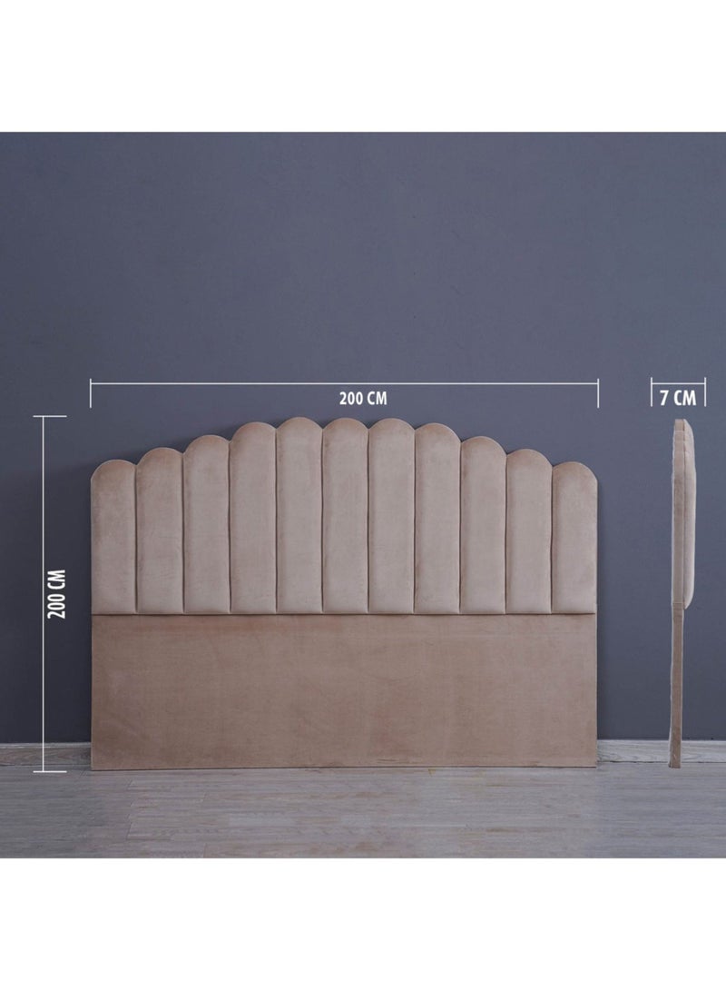 Karnak Almira Upholstered Velvet Bed Frame Bedroom Furniture Strong And Sturdy Modern Design Wooden Bed | Quiet & Comfortable Bed (Super King - 200x200cm, Beige) - Image 4