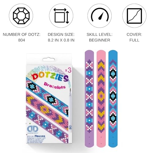 DIAMOND DOTZ Dotzies Bracelets Mauves Painting Kit for Adults and Kids with 3 Colorful Designs Full Coverage Diamond Art for Beginners Fun DIY Craft Activity - Image 5