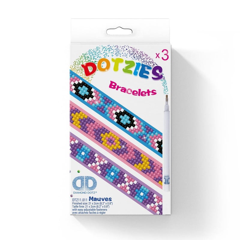 DIAMOND DOTZ Dotzies Bracelets Mauves Painting Kit for Adults and Kids with 3 Colorful Designs Full Coverage Diamond Art for Beginners Fun DIY Craft Activity - Image 4