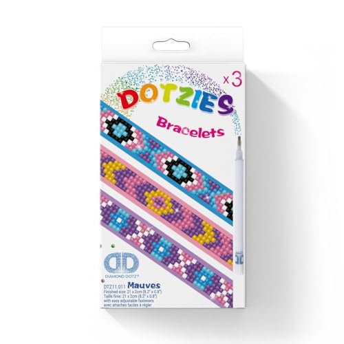 DIAMOND DOTZ Dotzies Bracelets Mauves Painting Kit for Adults and Kids with 3 Colorful Designs Full Coverage Diamond Art for Beginners Fun DIY Craft Activity - Image 1