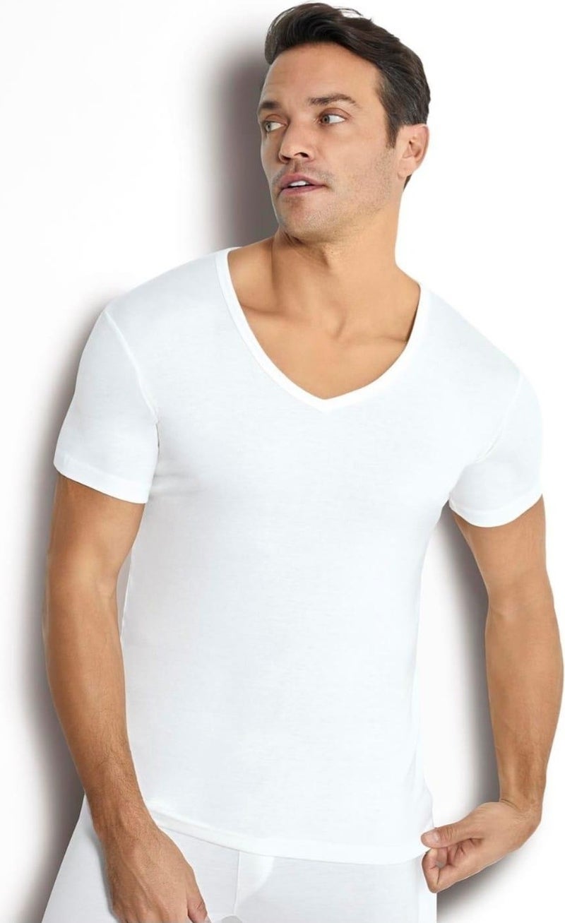 Jiber 162 Men's Thermal Underwear Top Short Sleeve V Neck 3 Pieces  - Image 1