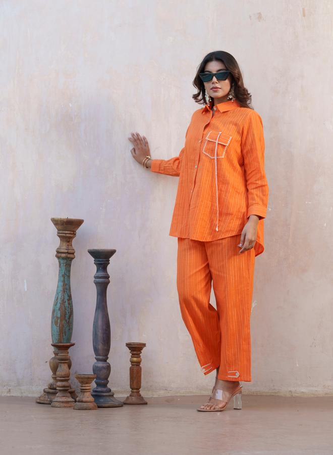 DW Striped Spread Collar Shirt and Trousers Co-Ords Set - Image 1