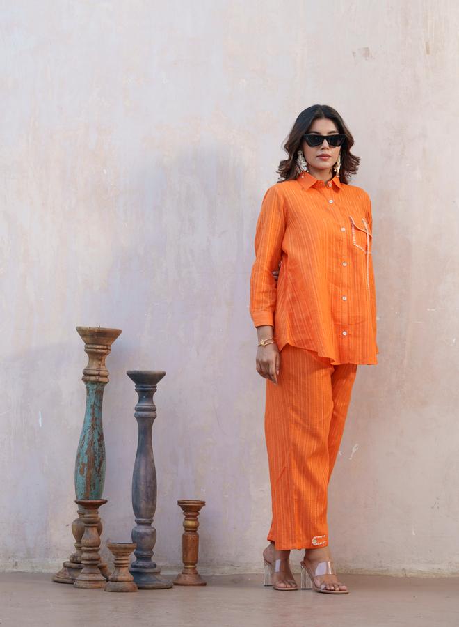 DW Striped Spread Collar Shirt and Trousers Co-Ords Set - Image 4