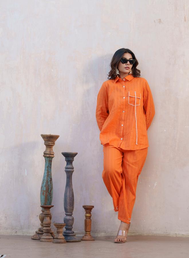 DW Striped Spread Collar Shirt and Trousers Co-Ords Set - Image 3