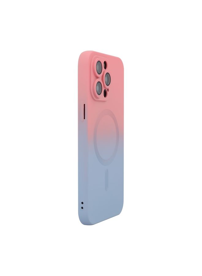 HuHa Case Cover For iPhone 15 Pro Max ENKAY Hat-Prince MagSafe Rainbow Gradient Silicone Phone Case with Lens Film Pink Blue 