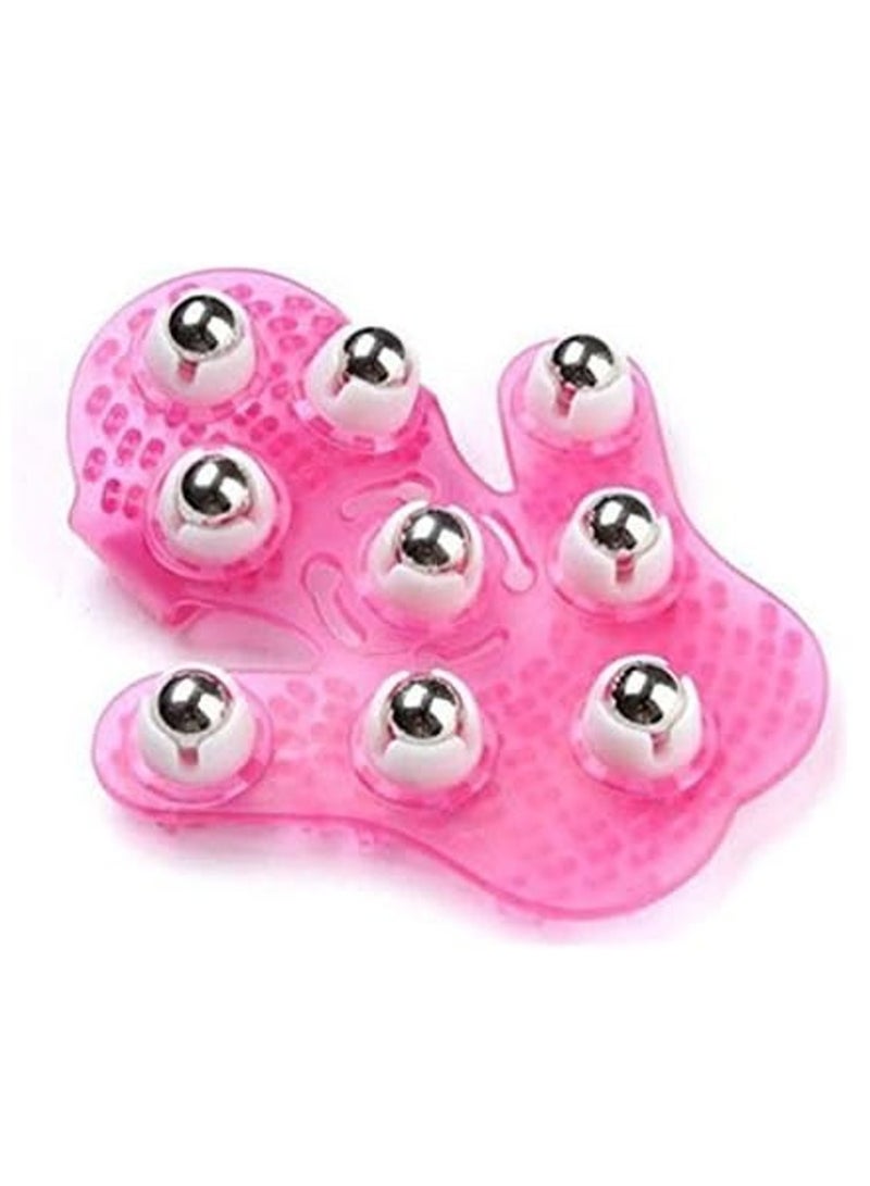 Rubik Palm Shaped Massage Glove 360-degree-Roller Metal Roller Ball Beauty Body Care Pink  - Image 1