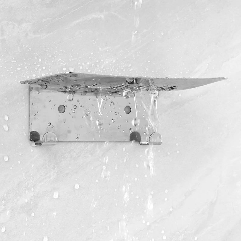 LUEXBOX Soap Dish For Shower  4 Slot Self-Adhesive Soap Holder For Bathroom  Wall Mounted Shower Soap Holder With Hook  Stainless Steel Soap Tray Reflective Silver - Image 3