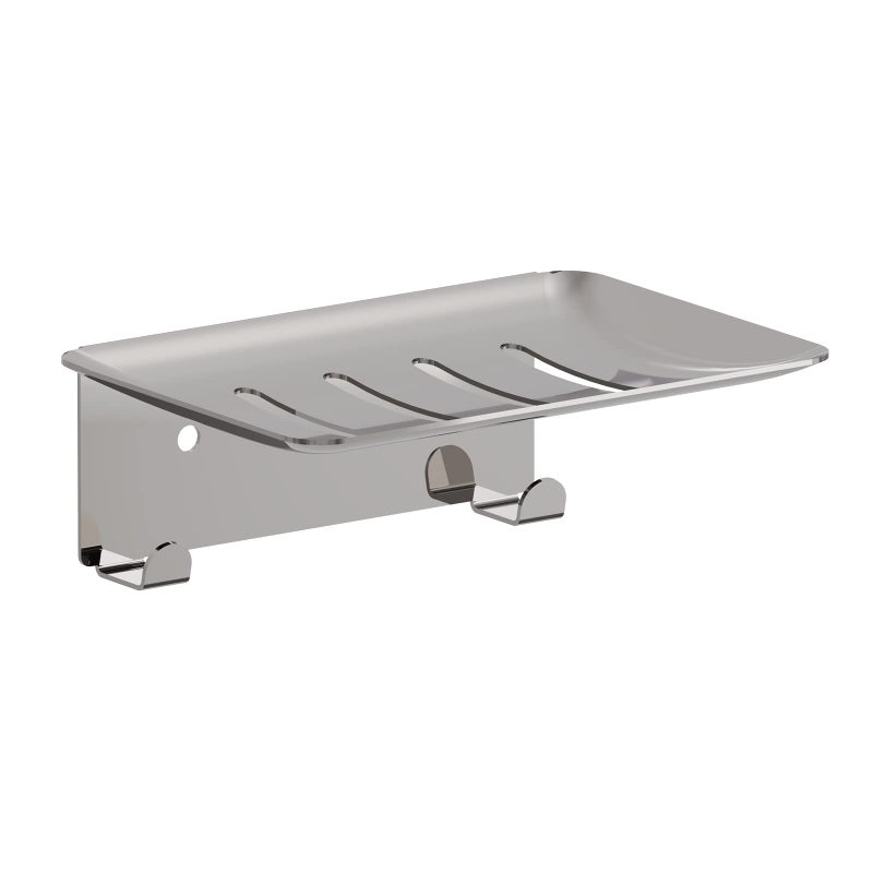 LUEXBOX Soap Dish For Shower  4 Slot Self-Adhesive Soap Holder For Bathroom  Wall Mounted Shower Soap Holder With Hook  Stainless Steel Soap Tray Reflective Silver - Image 1