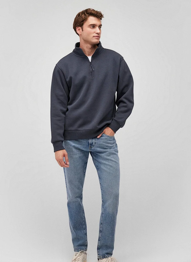 MAVI Half Zip Navy Basic Sweatshirt