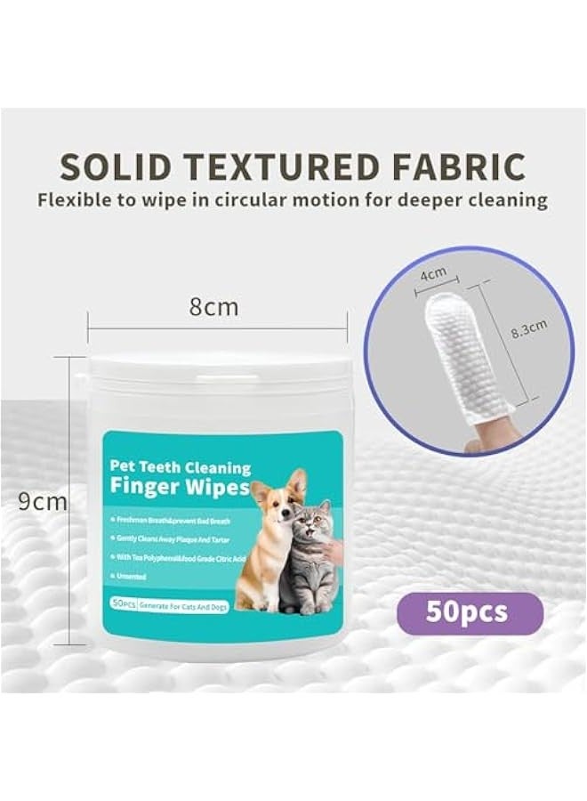 Beauenty -Teeth Cleaning Finger Wipes for Dogs & Cats, Pet Dental Care by Reducing Plaque and Tartar Remove Bad Breath, Disposable Gentle Gum Care Pet Wipes, 50 PCS - Image 5