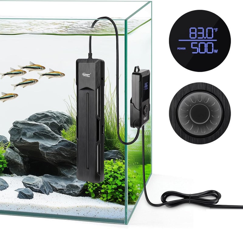 Hygger Submersible Aquarium Heater, 800W with Smart Digital Display Controller and Extra Suction Cup Cup, Auto Shut-Off Protection, for 500-1000L Freshwater Salt Water Tank - Image 2