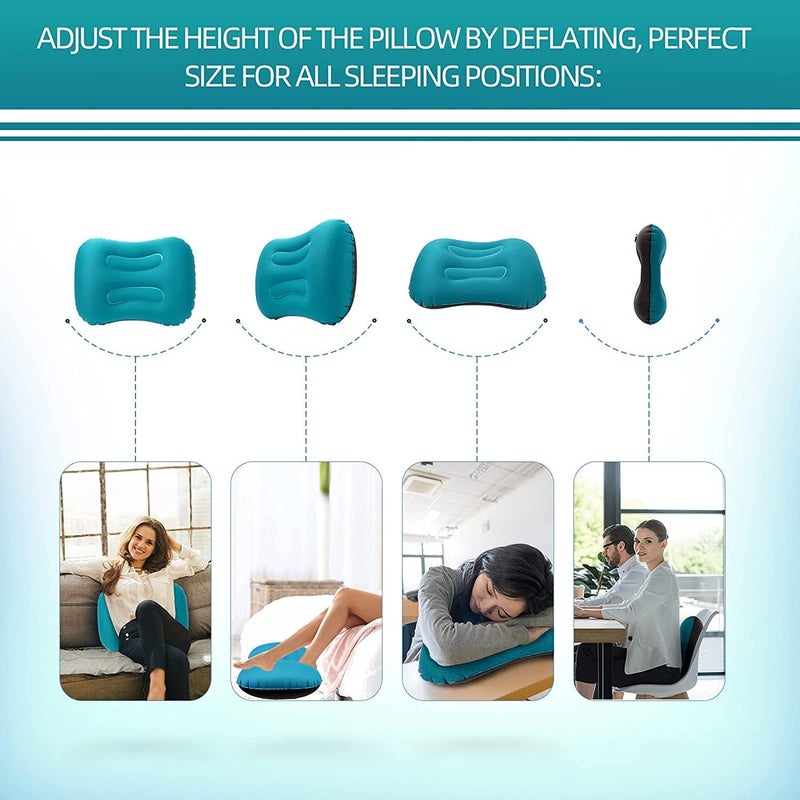 ELECDON Ultralight Inflatable Travel Pillow for Neck and Lumbar Support - Malachite Green - Image 3