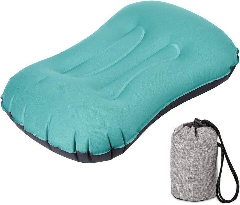 ELECDON Ultralight Inflatable Travel Pillow for Neck and Lumbar Support - Malachite Green - Image 1