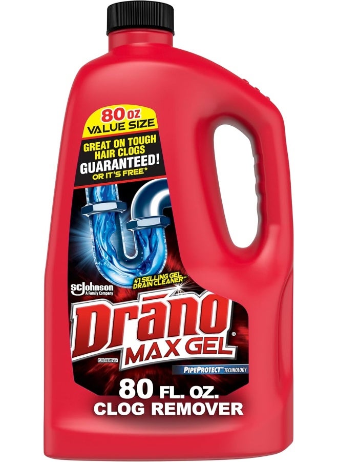 Drano Max Gel Drain Clog Remover and Cleaner for Shower or Sink Drains, Unclogs and Removes Hair, Soap Scum and Blockages - Image 1