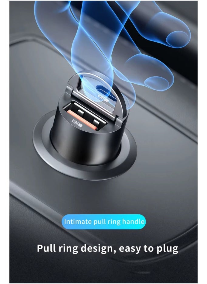 ماركة غير محددة - شاحن سيارة بمنفذ USB و تايب سي Type C, شاحن سيارة صغير الحجم بمنفذين تايب سي و يو اس بي ، شاحن مقبس الولاعة بقوة 200 واط و يدعم الشحن السريع، شاحن صغير الحجم بمنفذ يو اس بي و منفذ تايب سي، 200W PD QC لون اسود. - Image 1