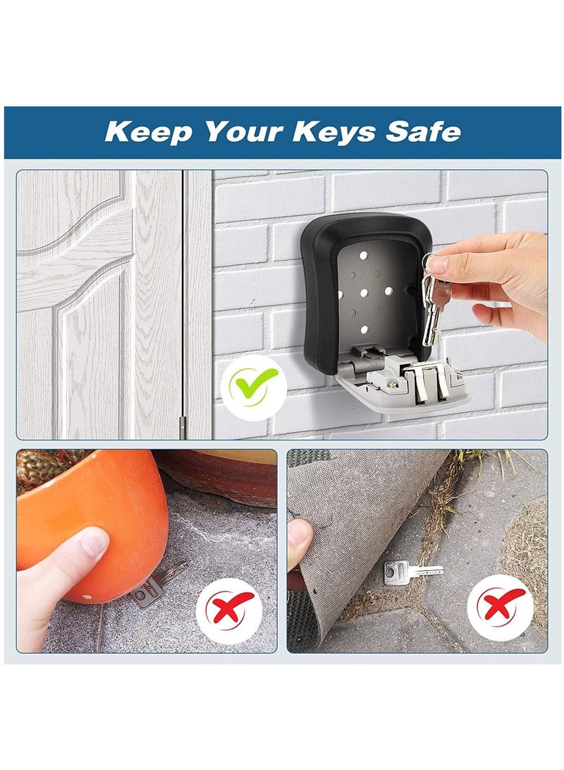 عربست صندوق تخزين مفتاح خارجي ، خزنة معدنية 4 أرقام ، صندوق قفل تخزين آمن للمفتاح ، منظم خارجي مثبت على الحائط - Image 4