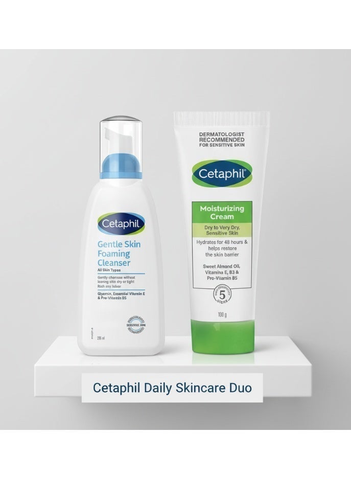 Cetaphil حزمة نظام العناية بالبشرة اللطيف بخطوتين: منظف رغوي خالي من الزيت (236 مل) وكريم مرطب (100 جرام) | للبشرة الجافة إلى الجافة جداً، العادية، الحساسة | مع النياسيناميد (B3)، والفيتامينات B5 وE، والجلسرين | مختبر من قبل أطباء الجلد، مضاد للحساسية، غير مسد للمسام، خالي من العطور - Image 1
